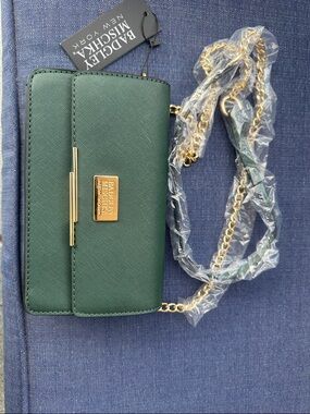 Badgley Mischka Forest Green Crossbody bag with Gold Chain